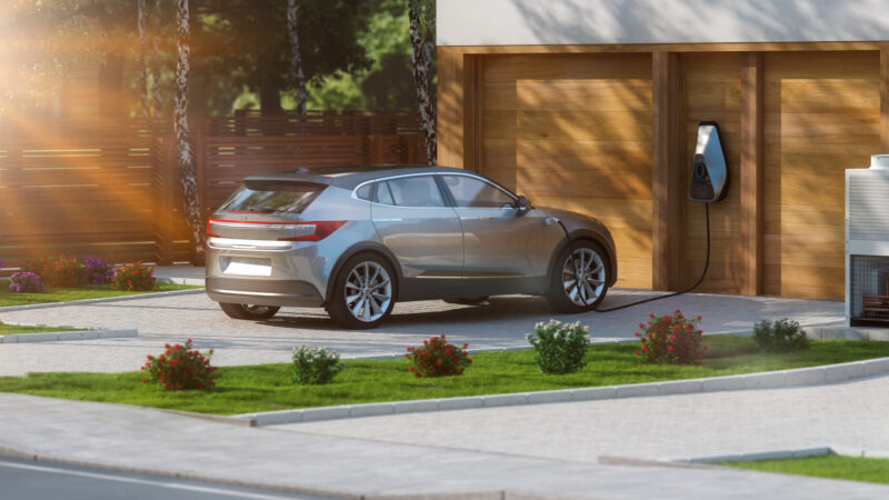 EV Car With Wall Box Charger