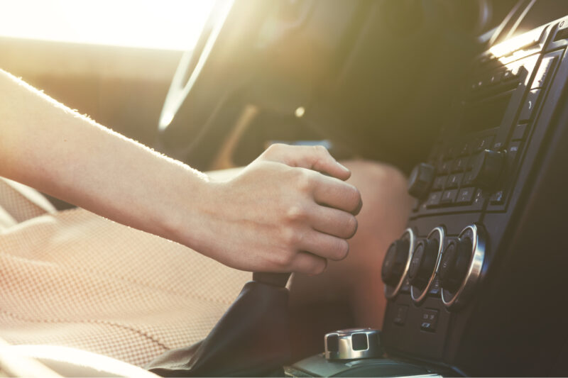 Girl Drive Car With Gear Control